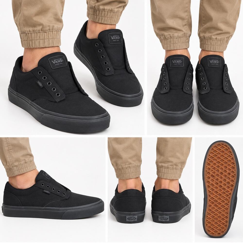 Vans Atwood Deluxe Black Laceless Sneakers Men's Size 11